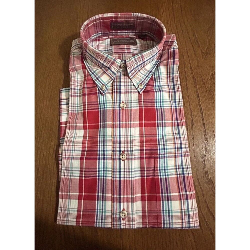 RALPH LAUREN CHAPS Men’s Plaid Short Sleeve Size Medium